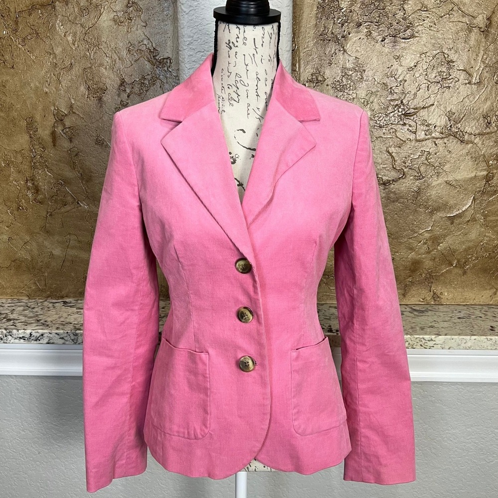 Lilly Pulitzer Corduroy Blazer Women 2 Pink Elbow Patch Barbiecore Preppy